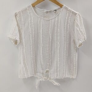 Mo:vint Linen Blend Ivory Button Down Back Shirt Size Small Anthropologie